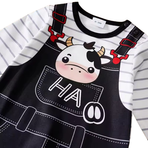 The Donald - Unisex Baby Cow Print Long Sleeve Romper Soft Spring Autumn One Piece Outfit