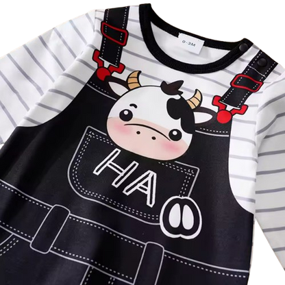 The Donald - Unisex Baby Cow Print Long Sleeve Romper Soft Spring Autumn One Piece Outfit