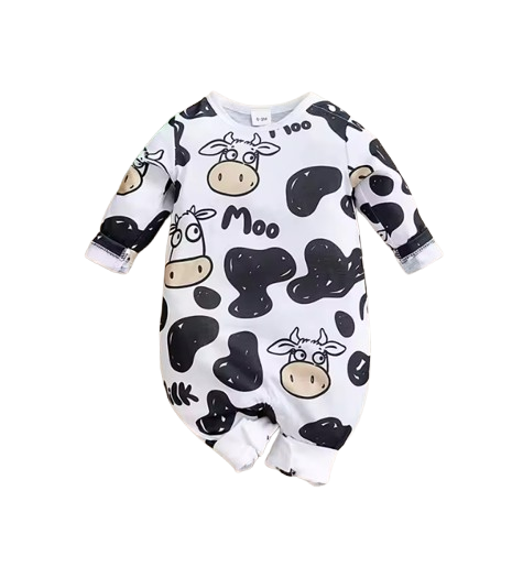 The Tomas - Unisex Baby Cow Print Long Sleeve Bodysuit Spring Autumn One Piece Outfit