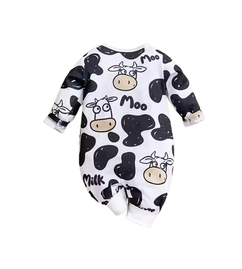 The Tomas - Unisex Baby Cow Print Long Sleeve Bodysuit Spring Autumn One Piece Outfit