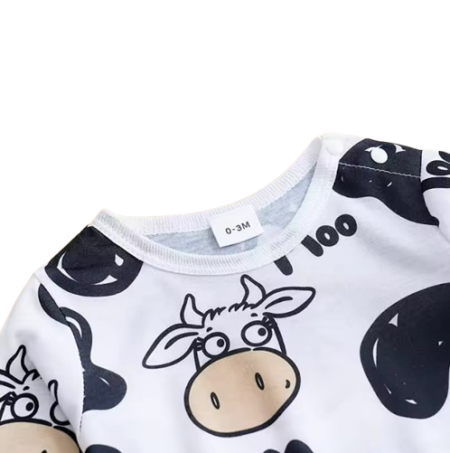 The Tomas - Unisex Baby Cow Print Long Sleeve Bodysuit Spring Autumn One Piece Outfit