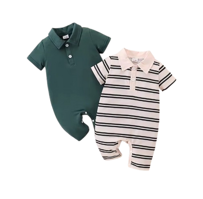 The Dax - Baby Boy 2PCS Striped Short Sleeve Romper Summer Cotton One Piece Outfit