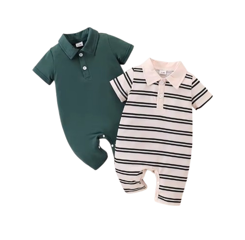 The Dax - Baby Boy 2PCS Striped Short Sleeve Romper Summer Cotton One Piece Outfit