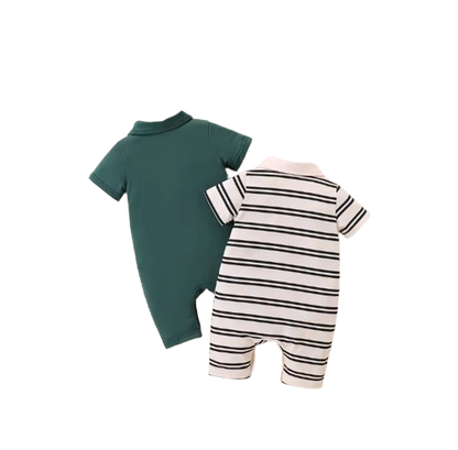 The Dax - Baby Boy 2PCS Striped Short Sleeve Romper Summer Cotton One Piece Outfit