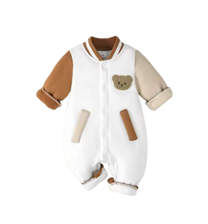 The Idris - Baby Boy Bear Knit Fleece Long Sleeve Romper Warm Autumn Winter One Piece Outfit
