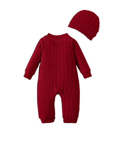 The Mac - Baby Boy Red Bear Romper & Hat Set Long Sleeve Autumn Winter One Piece Outfit