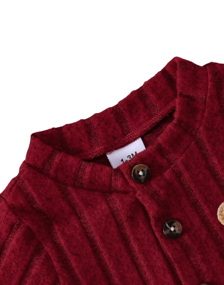 The Mac - Baby Boy Red Bear Romper & Hat Set Long Sleeve Autumn Winter One Piece Outfit