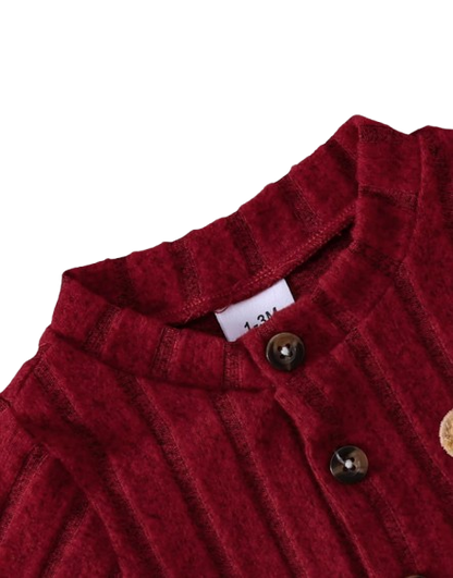 The Mac - Baby Boy Red Bear Romper & Hat Set Long Sleeve Autumn Winter One Piece Outfit