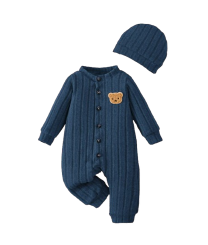 The Mac - Baby Boy Red Bear Romper & Hat Set Long Sleeve Autumn Winter One Piece Outfit