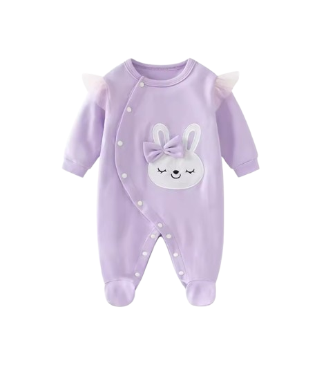 The Oakleigh - Baby Girl Cotton Rabbit Embroidered Long Sleeve Romper Spring Autumn One Piece Outfit