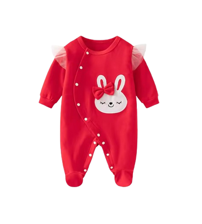 The Oakleigh - Baby Girl Cotton Rabbit Embroidered Long Sleeve Romper Spring Autumn One Piece Outfit