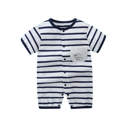 The Evander - Unisex Baby Striped Short Sleeve Romper Lightweight Summer One Piece Outfit for Newborns