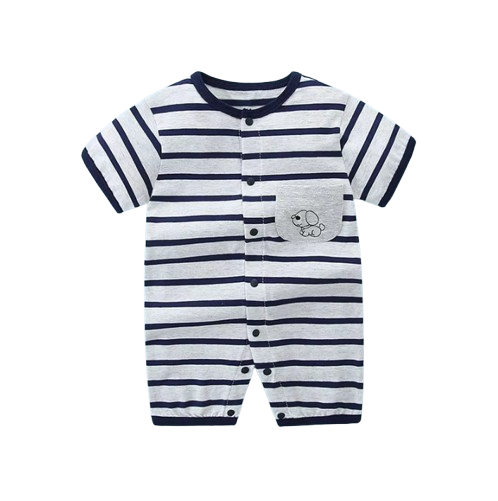 The Evander - Unisex Baby Striped Short Sleeve Romper Lightweight Summer One Piece Outfit for Newborns