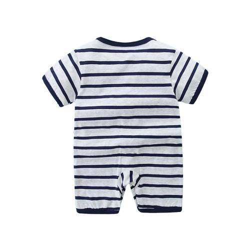 The Evander - Unisex Baby Striped Short Sleeve Romper Lightweight Summer One Piece Outfit for Newborns