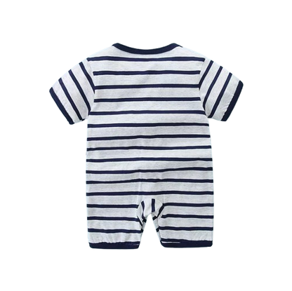 The Evander - Unisex Baby Striped Short Sleeve Romper Lightweight Summer One Piece Outfit for Newborns