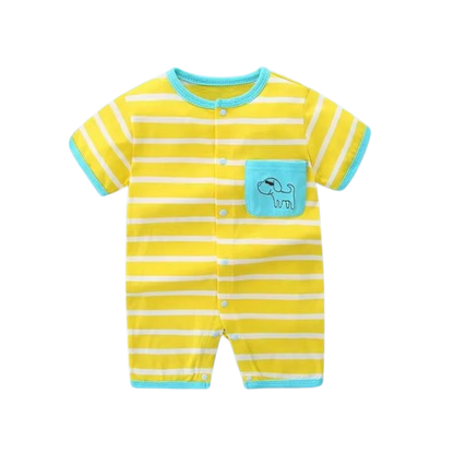 The Evander - Unisex Baby Striped Short Sleeve Romper Lightweight Summer One Piece Outfit for Newborns