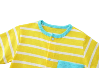 The Evander - Unisex Baby Striped Short Sleeve Romper Lightweight Summer One Piece Outfit for Newborns