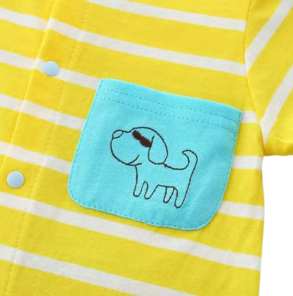 The Evander - Unisex Baby Striped Short Sleeve Romper Lightweight Summer One Piece Outfit for Newborns
