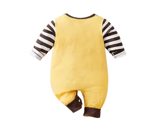 The Bridger - Unisex Baby Giraffe Print Striped Cotton Long Sleeve Romper Fall Winter Outfit