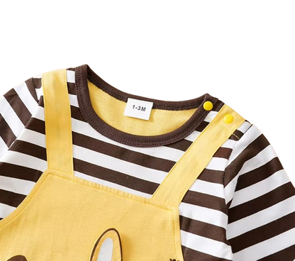 The Bridger - Unisex Baby Giraffe Print Striped Cotton Long Sleeve Romper Fall Winter Outfit