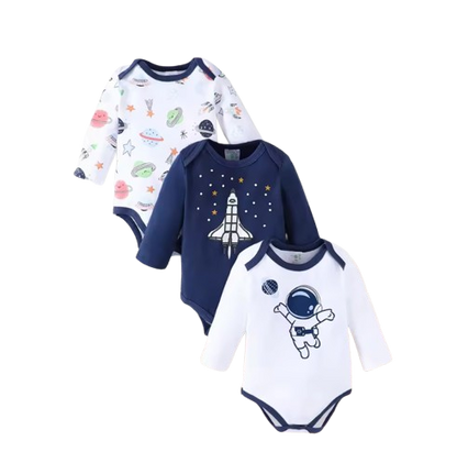 The Kareem - Baby Boy 3PCS Cotton Long Sleeve Romper Set Spring Summer One Piece Outfit