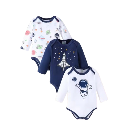 The Kareem - Baby Boy 3PCS Cotton Long Sleeve Romper Set Spring Summer One Piece Outfit