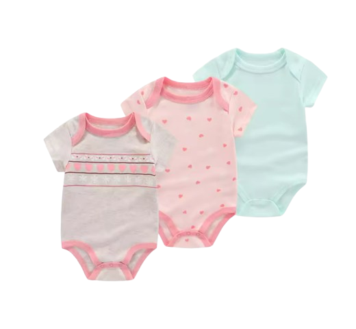 The Amani - Unisex Baby 3PCS Cartoon Cotton Short Sleeve Bodysuit Set Summer Outfit for Newborns