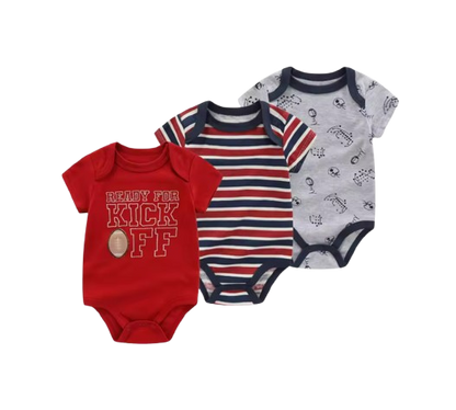 The Amani - Unisex Baby 3PCS Cartoon Cotton Short Sleeve Bodysuit Set Summer Outfit for Newborns