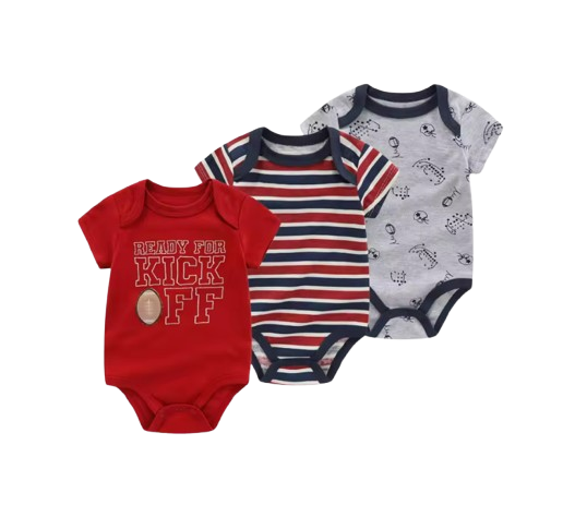 The Amani - Unisex Baby 3PCS Cartoon Cotton Short Sleeve Bodysuit Set Summer Outfit for Newborns