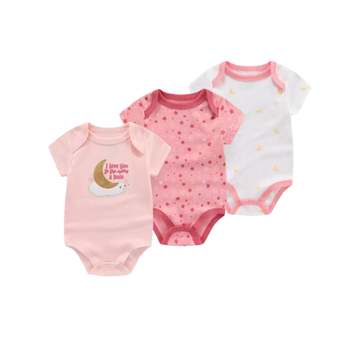 The Amani - Unisex Baby 3PCS Cartoon Cotton Short Sleeve Bodysuit Set Summer Outfit for Newborns