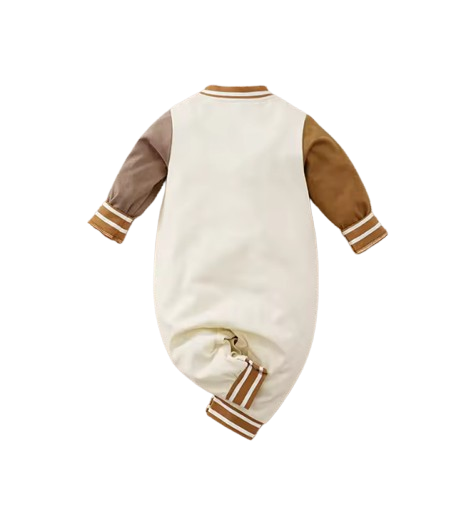 The Ryland - Unisex Baby Teddy Bear Embroidered Baseball Romper Long Sleeve Spring Autumn One Piece Outfit