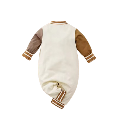 The Ryland - Unisex Baby Teddy Bear Embroidered Baseball Romper Long Sleeve Spring Autumn One Piece Outfit