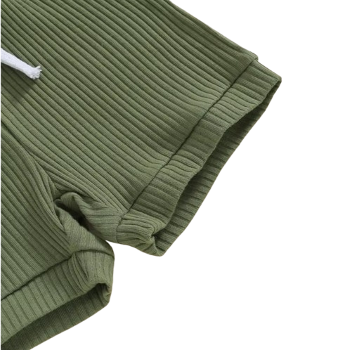 The Morrie - Unisex Baby 2PCS Ribbed Striped Short Sleeve Romper & Shorts Summer Set