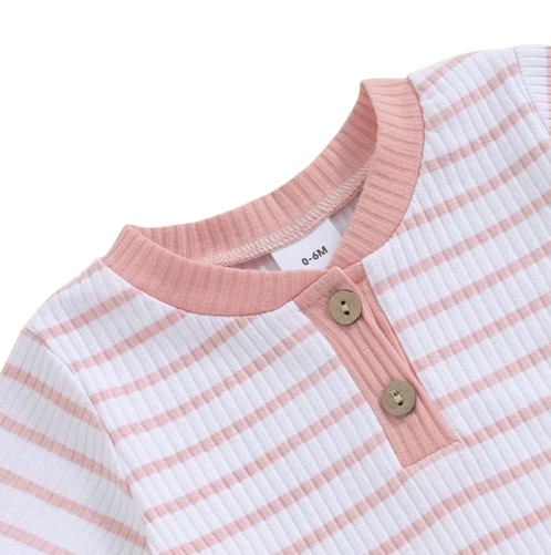 The Morrie - Unisex Baby 2PCS Ribbed Striped Short Sleeve Romper & Shorts Summer Set