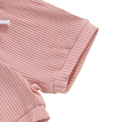 The Morrie - Unisex Baby 2PCS Ribbed Striped Short Sleeve Romper & Shorts Summer Set