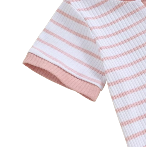 The Morrie - Unisex Baby 2PCS Ribbed Striped Short Sleeve Romper & Shorts Summer Set