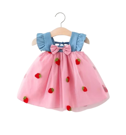 The Laney - Baby Girl Cherry Mesh Dress Cute Summer Beach Party Outfit