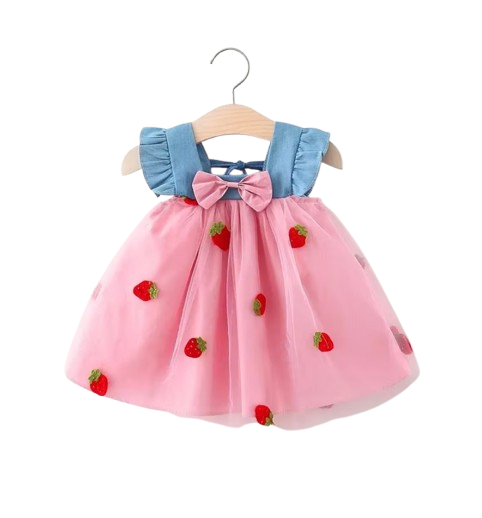 The Laney - Baby Girl Cherry Mesh Dress Cute Summer Beach Party Outfit