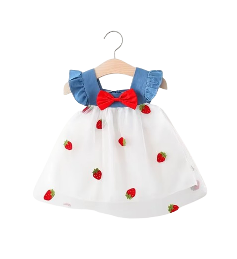 The Laney - Baby Girl Cherry Mesh Dress Cute Summer Beach Party Outfit