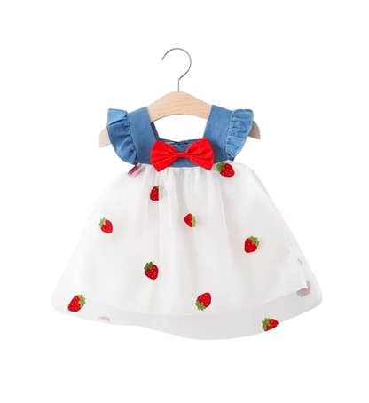 The Laney - Baby Girl Cherry Mesh Dress Cute Summer Beach Party Outfit