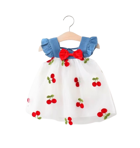 The Laney - Baby Girl Cherry Mesh Dress Cute Summer Beach Party Outfit
