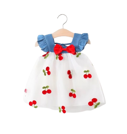The Laney - Baby Girl Cherry Mesh Dress Cute Summer Beach Party Outfit