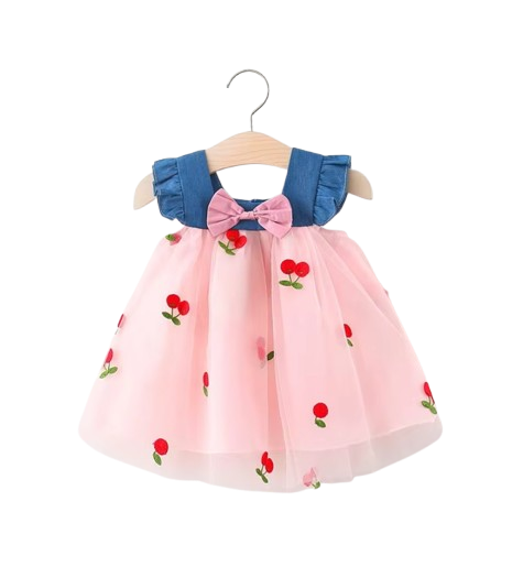 The Laney - Baby Girl Cherry Mesh Dress Cute Summer Beach Party Outfit