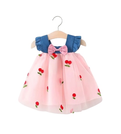 The Laney - Baby Girl Cherry Mesh Dress Cute Summer Beach Party Outfit