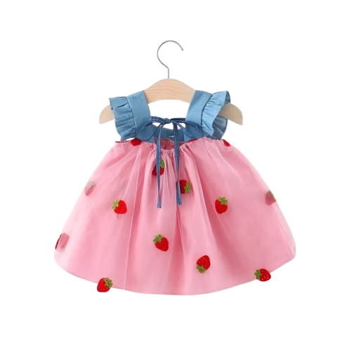The Laney - Baby Girl Cherry Mesh Dress Cute Summer Beach Party Outfit