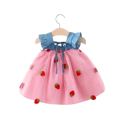 The Laney - Baby Girl Cherry Mesh Dress Cute Summer Beach Party Outfit