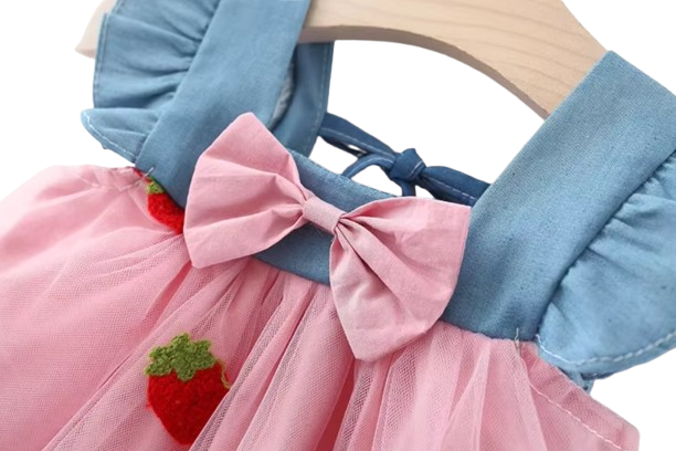 The Laney - Baby Girl Cherry Mesh Dress Cute Summer Beach Party Outfit
