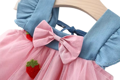 The Laney - Baby Girl Cherry Mesh Dress Cute Summer Beach Party Outfit