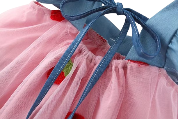 The Laney - Baby Girl Cherry Mesh Dress Cute Summer Beach Party Outfit