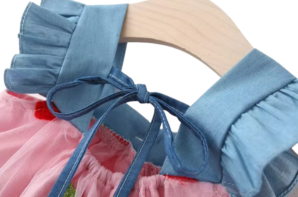 The Laney - Baby Girl Cherry Mesh Dress Cute Summer Beach Party Outfit